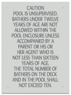 Ontario CA Unsupervised Pool >93m2 Sign